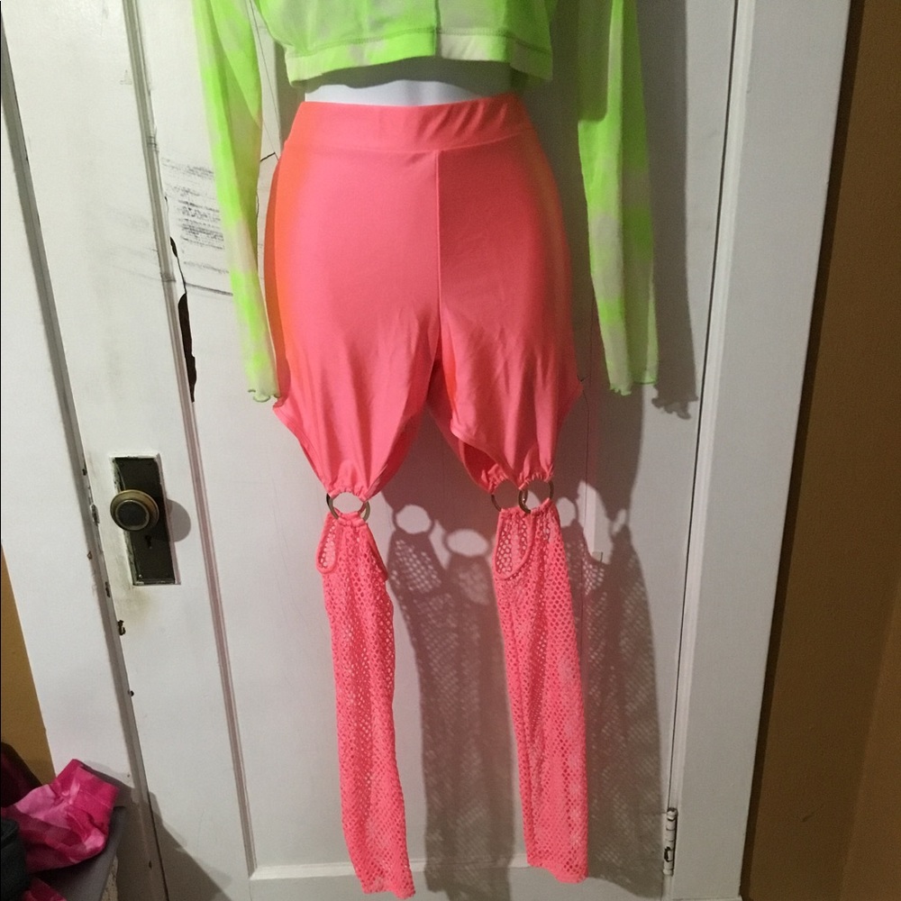 Fashion Nova Neon Pink Fishnet Leggings
